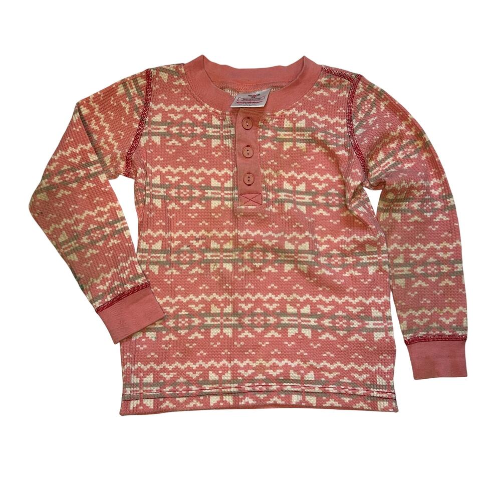 Hanna Andersson Pink Fair Isle Thermal Top - Size 100 (US 4)